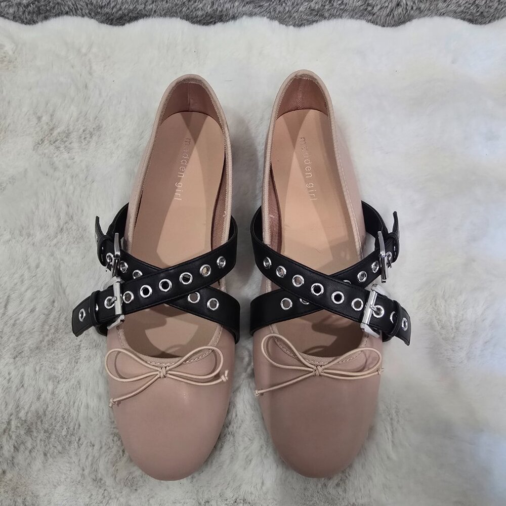 Madden Girl Pearll Crossband Ballet Flats pink & black Women's Size 11 NEW - Picture 8 of 9